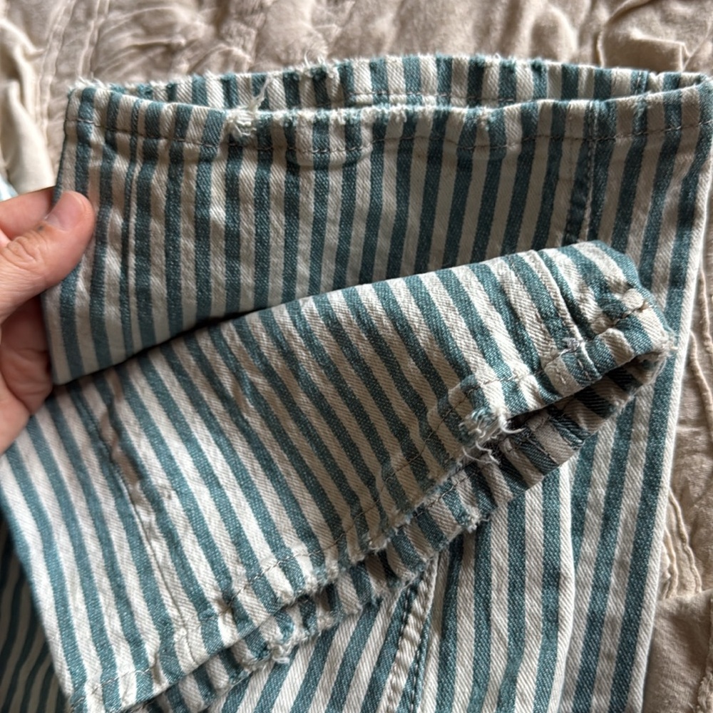 FREE PEOPLE RAILROAD LOW SLUNG JEANS - MINTY RAILROAD STRIPE - Picture 12 of 12
